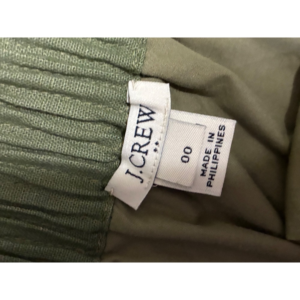 J.Crew Green Linen Blend Scalloped Hem Mini Skirt Smocked Waist Size 00 (H10) - Picture 3 of 9